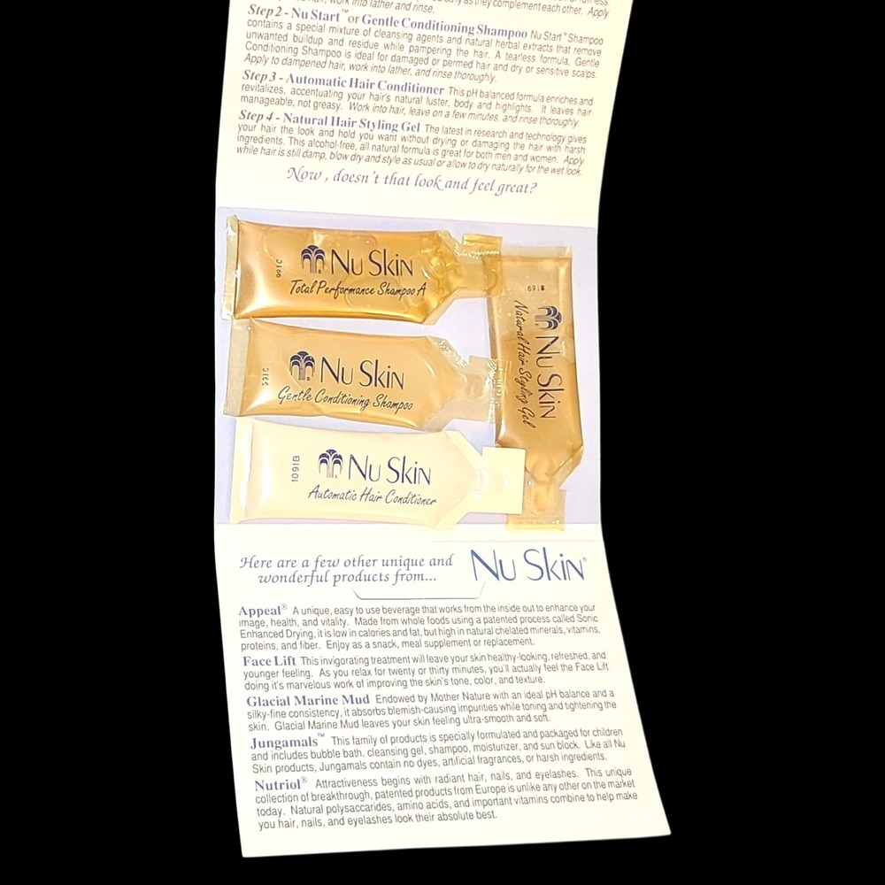 Vintage 1992 Nu Skin‎ Hair Care Sample Kit NOS Rare Shampoo Conditioner Gel